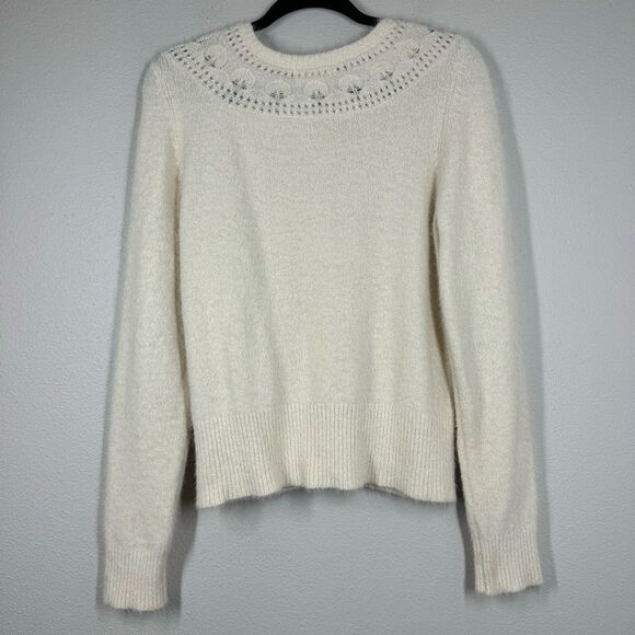 J. Crew X The Reeds Fuzzy Cardigan Sweater Cream Cottagecore Grandmacore Large - Picture 5 of 7